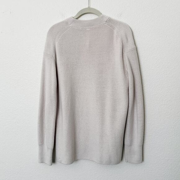 [Lululemon] Cream Merino Wool Blend Crew Neck Ribbed Sweater Lightweight Size 4 - Picture 2 of 11
